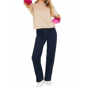 NEW WISPR balloon sleeve star back crew sweater in beige